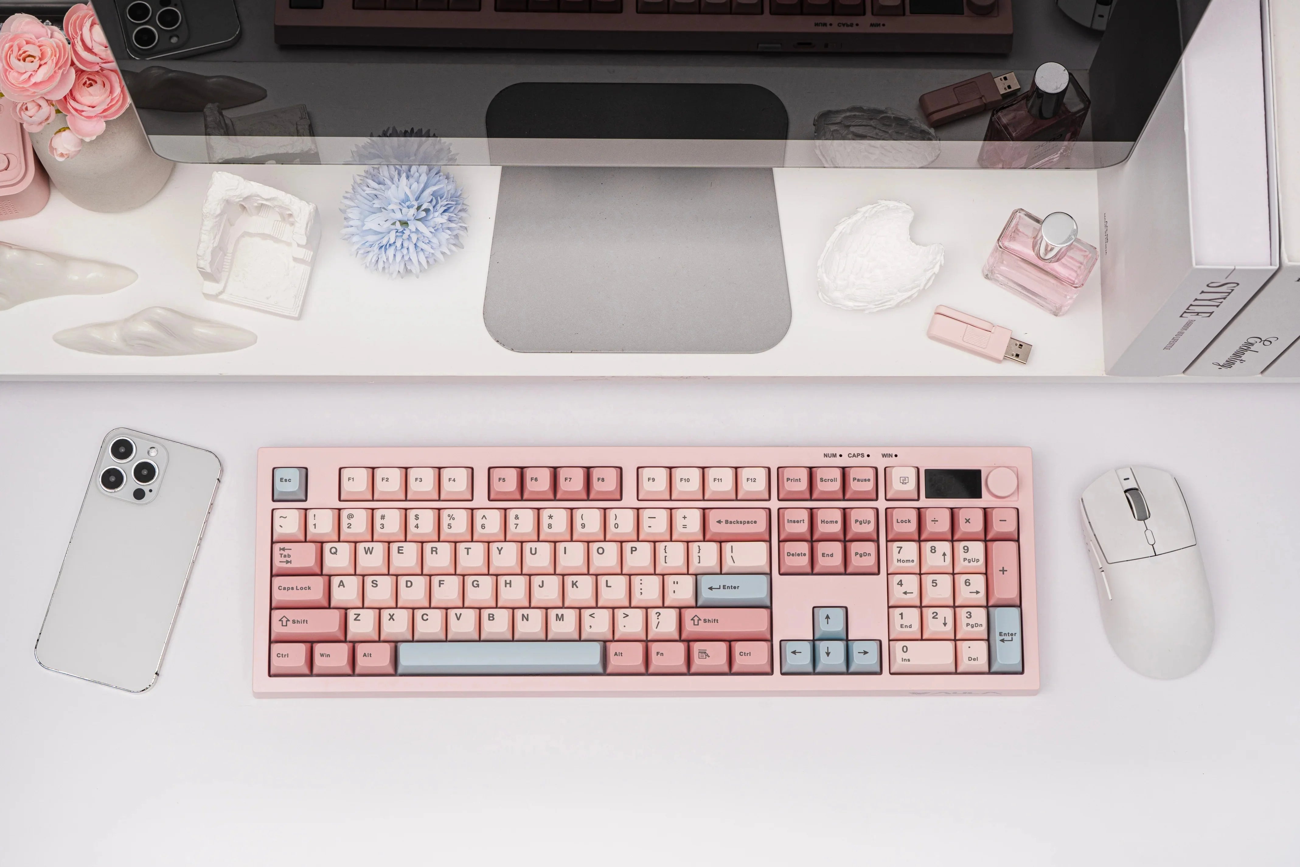 AULA S102 PRO Tri-model Membrane Keyboard Silent Switch Wireless 2.4G Wired Volume Knob TFT Screen Full Size for PC Office Game